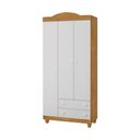 Ver imagem 2 de Guarda Roupa Lara Nature Branco 3 Portas 2 Gavetas Infantil Organizador Quarto Moderno