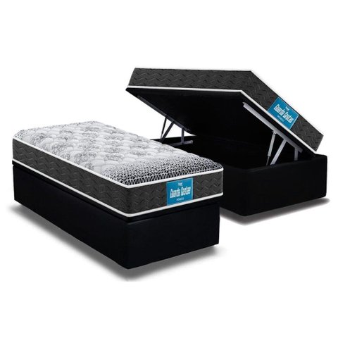 Cama Box Baú Solteiro: Colchão Anatômico Probel D28 / EP Guarda Costas PróMiddle Double Face +
