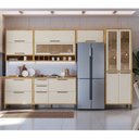 Ver imagem 1 de Cozinha Completa Modulada 100% MDF 6 Peças 12 Portas 4 Gavetas e Vidro 354cm Vicenza Espresso Móveis Bege/Amêndoa/Off-White