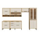 Ver imagem 3 de Cozinha Completa Modulada 100% MDF 6 Peças 12 Portas 4 Gavetas e Vidro 354cm Vicenza Espresso Móveis Bege/Amêndoa/Off-White