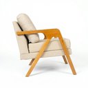 Ver imagem 6 de Kit 2 Poltronas Mona Luxo Madeira Maciça Linho Bege para Sala de Estar Decorativa Moderna