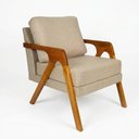 Ver imagem 3 de Kit 2 Poltronas Mona Luxo Madeira Maciça Linho Bege para Sala de Estar Decorativa Moderna