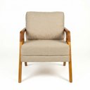 Ver imagem 4 de Kit 2 Poltronas Mona Luxo Madeira Maciça Linho Bege para Sala de Estar Decorativa Moderna