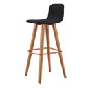 Ver imagem 1 de Banqueta Alta Línea Aço Cobre Pés de Madeira Assento Linho - Preto