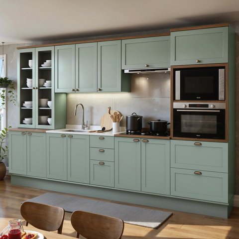 Cozinha Completa Modulada 100% Mdf 6 Peças com Cristaleira Iluminata