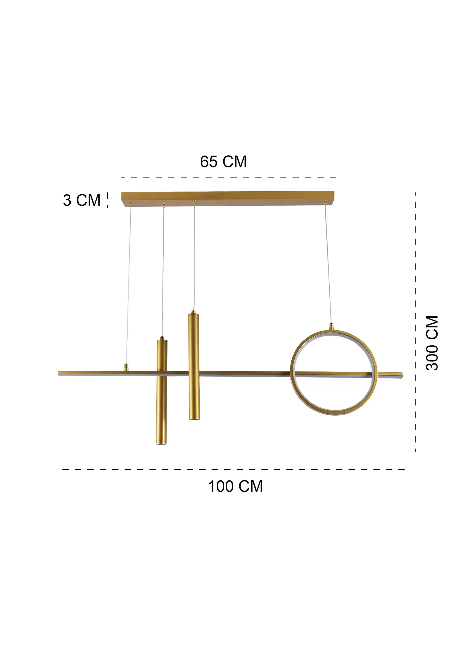 Ver imagem 4 de Pendente 100cm e Cabo 3mt Metal Dourado Led Integrado 3000k Bivolt Tupiara