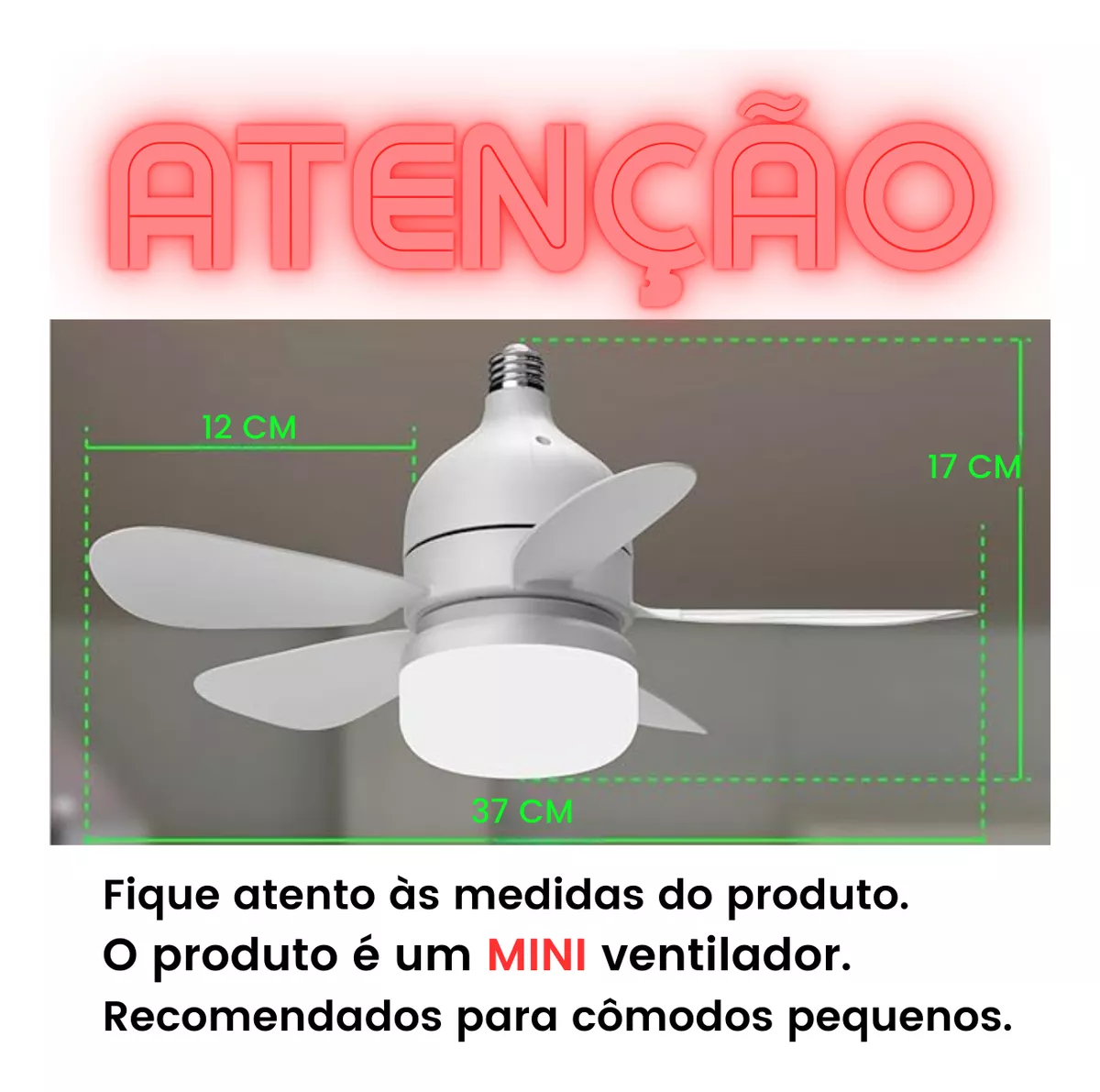 Mini Ventilador de Teto de Led Super Silencioso 30w - 6