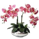 Ver imagem 1 de Arranjo 2 Orquídeas Rosa 3d Artificiais Flores Vaso Prata