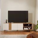 Ver imagem 1 de Rack para TV Ripado Capri até 75 Polegadas 3 Portas Freijó/Off Colibri Decor