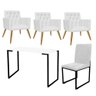 Kit Escritório 3 Poltronas Cadeira Mesa Branco Preto Branco - 1