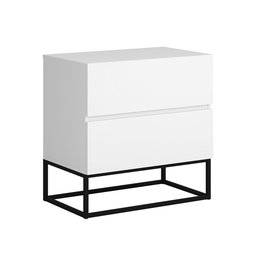 Kit 2 Mesas de Cabeceira para Quarto Eros 45 Cm Estilo Europeu Pés de Metal Preto:branco - 3