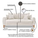 Ver imagem 7 de Sofá Living 2 Lugares 1,80m Livia Bouclê Pés de Madeira - Pallazio Cor Off White