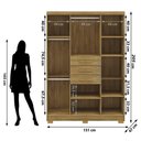 Ver imagem 4 de Guarda Roupa Solteiro 6 Portas 3 Gavetas Taurus - Nature