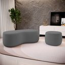 Ver imagem 2 de Conjunto 03 Puffs Decorativos Living Aisha Orgânico Bouclê Cinza Escuro - Desk Design