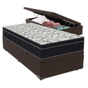 Ver imagem 1 de Cama Box Baú Marrom e Colchão Airtech 150 Espuma D45 Solteiro Ortobom