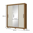 Ver imagem 3 de Guarda-Roupa Solteiro 3 Portas, 2 Gavetas, Pés e Espelho Apollo Cinamomo/Off White