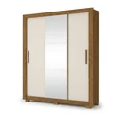 Ver imagem 2 de Guarda-Roupa Solteiro 3 Portas, 2 Gavetas, Pés e Espelho Apollo Cinamomo/Off White