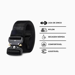 Cinto Tático Militar com Fivela de Metal - Preto - 8