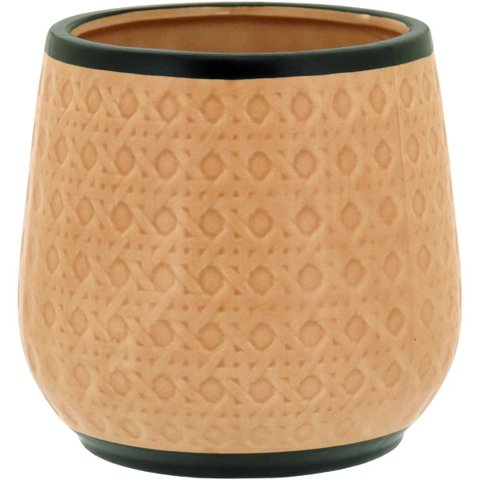 Cachepô Decorativo Vaso Enfeite 13x13x13cm Cerâmica Bege