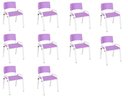 Ver imagem 1 de Kit 10 Cadeiras Infantil Iso, Escola, Base Branco- Lilas