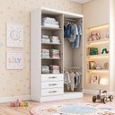 Ver imagem 4 de Guarda Roupas Juvenil / Infantil 4 Portas 3 Gavetas Maju Branco Expresso Móveis