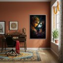Ver imagem 1 de Quadro Radha e Krishna, Divindades do Hinduísmo - 70x50cm:moldura Branca