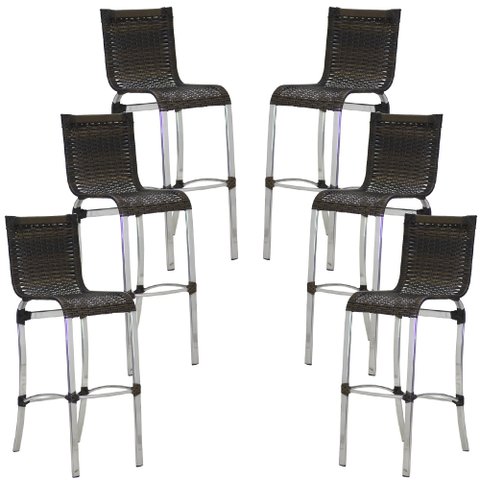 Conjunto de 6 Banquetas Jl em Alumínio para Balcão, Cozinha, Edícula - Pedra Ferro