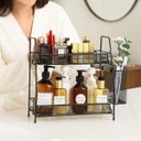 Ver imagem 4 de Organizador Aramado Preto 35x32x17cm em Metal com 2 Andares Multiuso