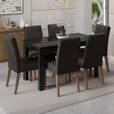 Ver imagem 1 de Conjunto Sala de Jantar Mesa Tampo de Vidro 6 Cadeiras Odara Madesa
