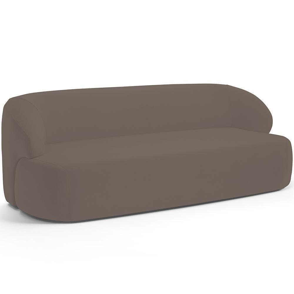 Sofá 3 Lugares Curvo Orgânico Living 180cm Barolo L06 Veludo Marrom ...