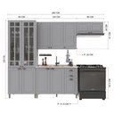 Ver imagem 3 de Cozinha Modulada 4 Peças Cristaleira Balcão sem Tampo 2 Aéreos 100% MDF Bari Cinza/Titânio Fosco