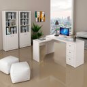 Ver imagem 1 de Kit Escritório Com Mesa em L 3 Gavetas e 2 Armários 171 cm Cor: Branco