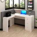 Ver imagem 2 de Kit Escritório Com Mesa em L 3 Gavetas e 2 Armários 171 cm Cor: Branco