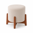 Ver imagem 6 de Puff Thor Redondo Banqueta Base 4 Pés Madeira Maciça 45cm Azekasa Linho Off-White