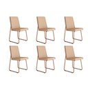 Ver imagem 1 de Kit 6 Cadeiras Sala Jantar Lira 1752 6 Uni Rose/linho Areia/courano Caramelo - Carraro