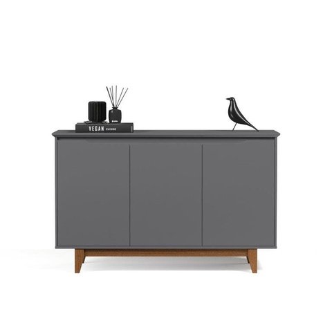 Buffet / Balcão / Bancada / Aparador Fl 3 Portas Retrô com Estrutura Dos Pés em Madeira sem Puxadore