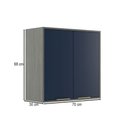 Ver imagem 2 de Armário Aéreo Cozinha 70 Cm Domus 2 Portas Silver/royal - Hecol Móveis