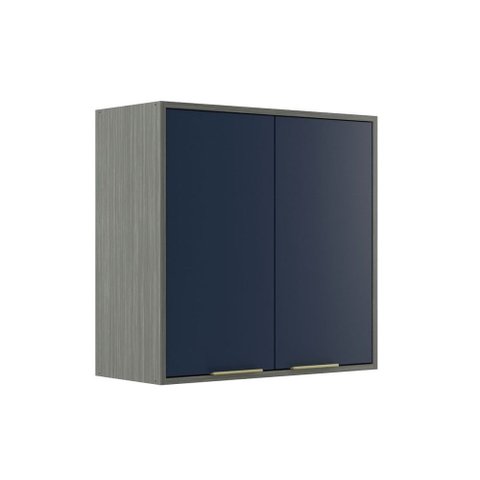 Armário Aéreo Cozinha 70 Cm Domus 2 Portas Silver/royal - Hecol Móveis