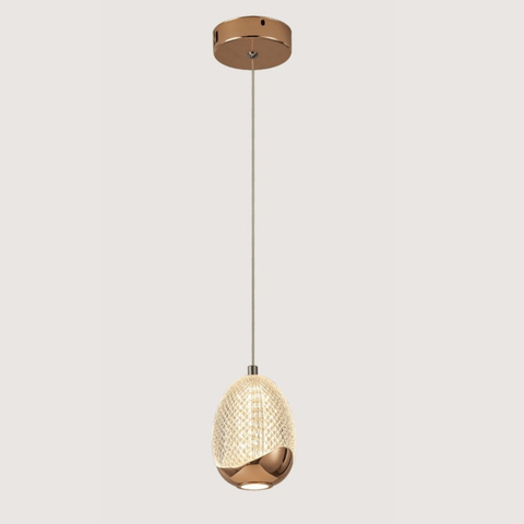 Pendente Acrílico Dourado 14,5cm Led 8w 3000k Bivolt