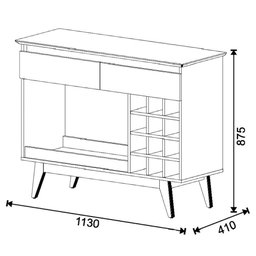 Aparador Bar Com Adega 2 Gavetas Classic I04 Off White - Mpozenato - 5