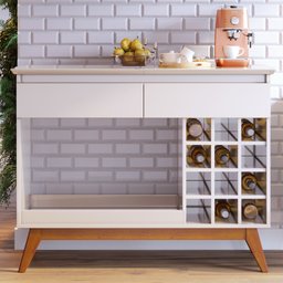 Aparador Bar Com Adega 2 Gavetas Classic I04 Off White - Mpozenato - 2