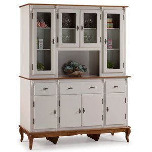 Cristaleira Arca Oratório 8 Portas 3 Gavetas e Pés Luiz XV 60634 Linz Móveis - Off White/Imbuia