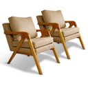 Ver imagem 3 de Kit 2 Poltrona Sala Decorativa Stella Estofada Veludo Bege Base Madeira Castanho - Arkell