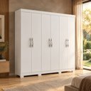 Ver imagem 1 de Guarda-Roupa Casal 6 Portas 2 Gavetas com Pés Majestic 181cm MDP - Branco
