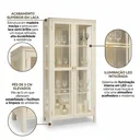 Ver imagem 2 de Cristaleira 2 Portas com Espelho e LED MDF com Pé em Madeira Maciça Serena Off White