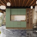 Ver imagem 1 de Cozinha Modulada Celeste Kappesberg 100% Mdf Nogueira/verde Oliva 300cm