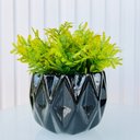 Ver imagem 2 de Vaso cachepot preto geométrico 3D enfeite mesa com planta