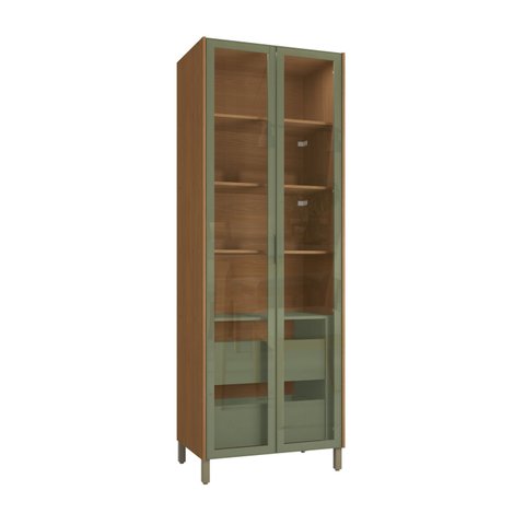 Cristaleira com Led 2 Portas de Vidro 80cm com Pés Vibra Kappesberg