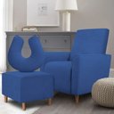 Ver imagem 4 de Kit Amamentação Poltrona + Puff + Almofada Sophia Suede Azul Marinho Clique Decorações