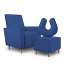 Ver imagem 1 de Kit Amamentação Poltrona + Puff + Almofada Sophia Suede Azul Marinho Clique Decorações